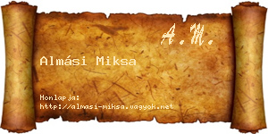 Almási Miksa névjegykártya